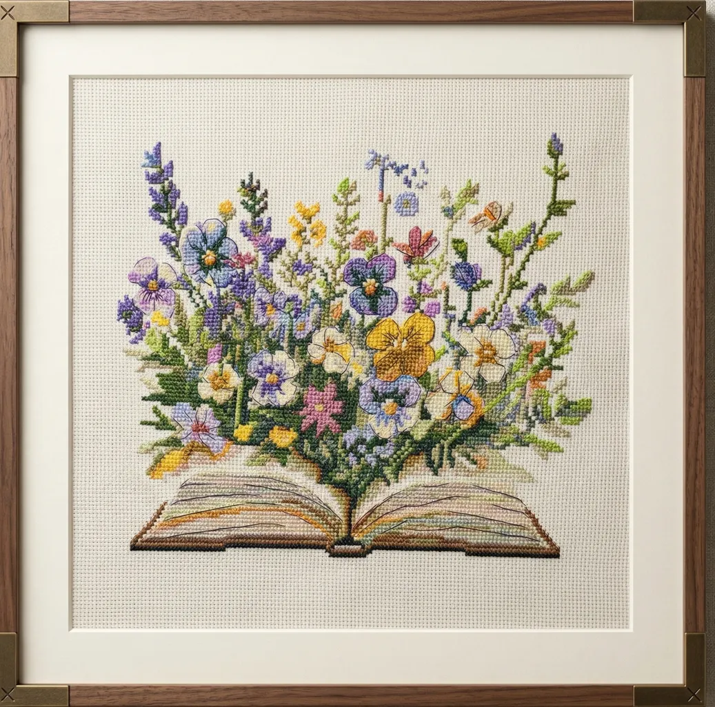 Floral Book Cross Stitch Pattern – Wildflower Bouquet, modern cross ...